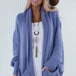 •Grey Dolman Cardigan w Front Pockets